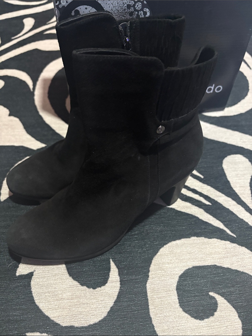 Blondo Black Suede Ankle Booties with Fold-Over Cuff